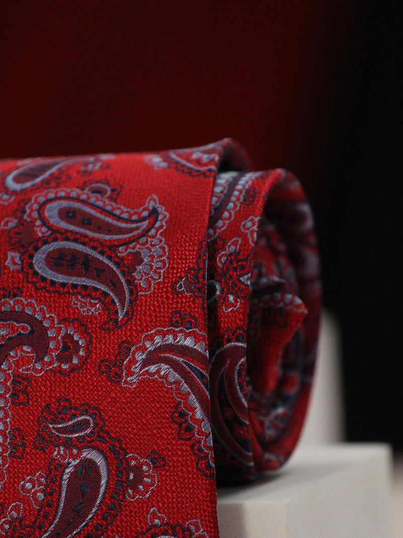 Red Paisley Handmade Silk Necktie