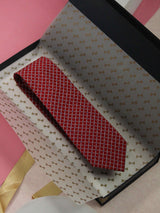 Red Check Handmade Silk Necktie