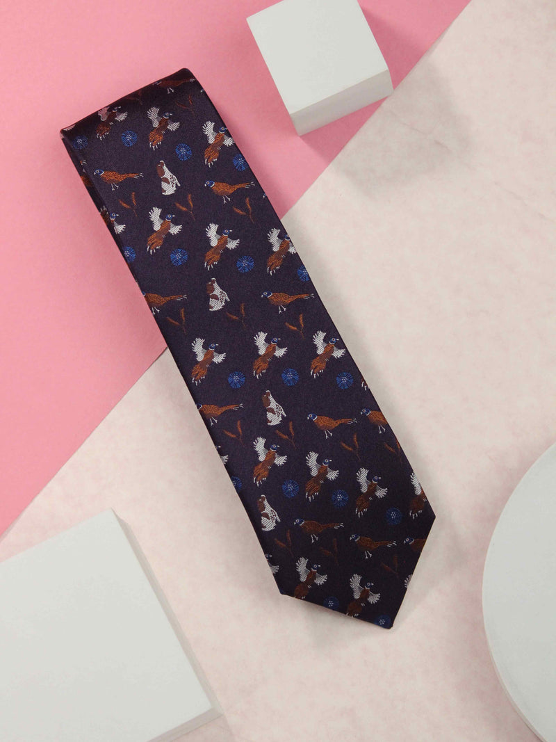 Purple Bird Handmade Silk Necktie