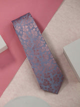 Blue & Peach Floral Handmade Silk Necktie