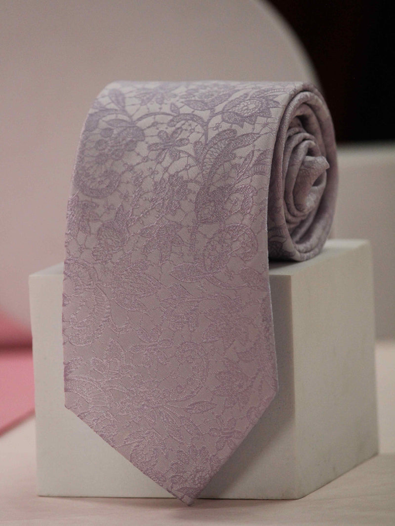 Purple Floral Handmade Silk Necktie