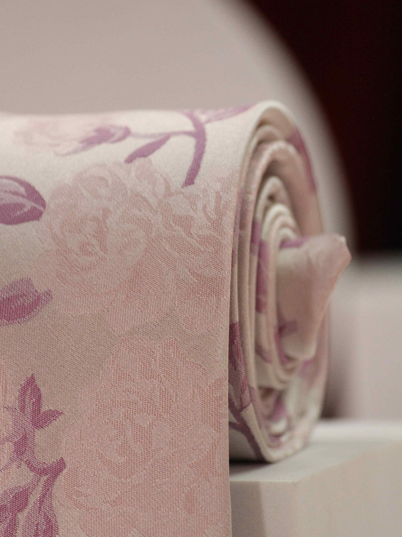 Pink Floral Handmade Silk Necktie