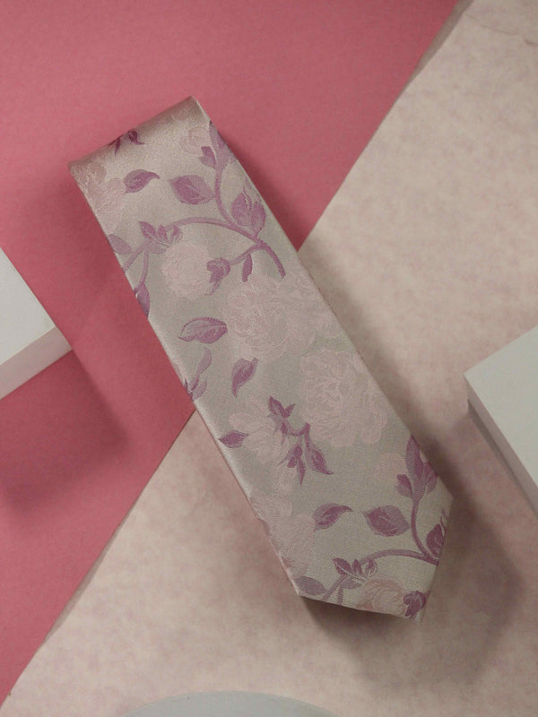 Pink Floral Handmade Silk Necktie