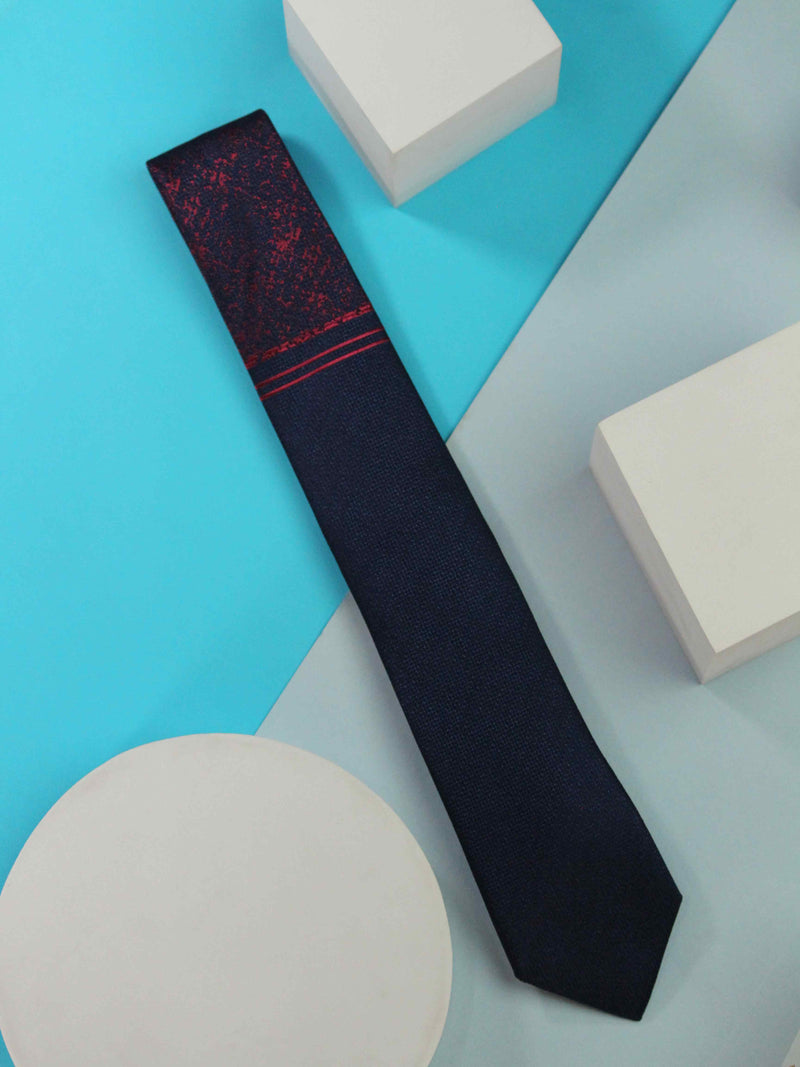 Navy Blue Abstract Handmade Silk Necktie