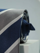 Blue & Grey Stripe Handmade Silk Necktie