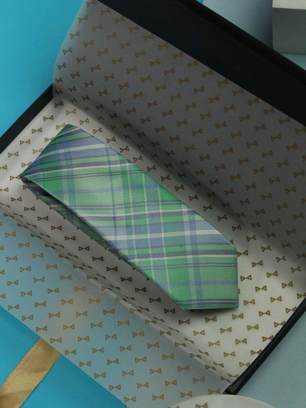 Green Check Handmade Silk Necktie