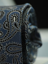 Navy Blue Paisley Handmade Silk Necktie