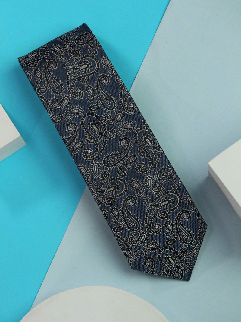 Navy Blue Paisley Handmade Silk Necktie
