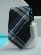 Blue & White Check Handmade Silk Necktie