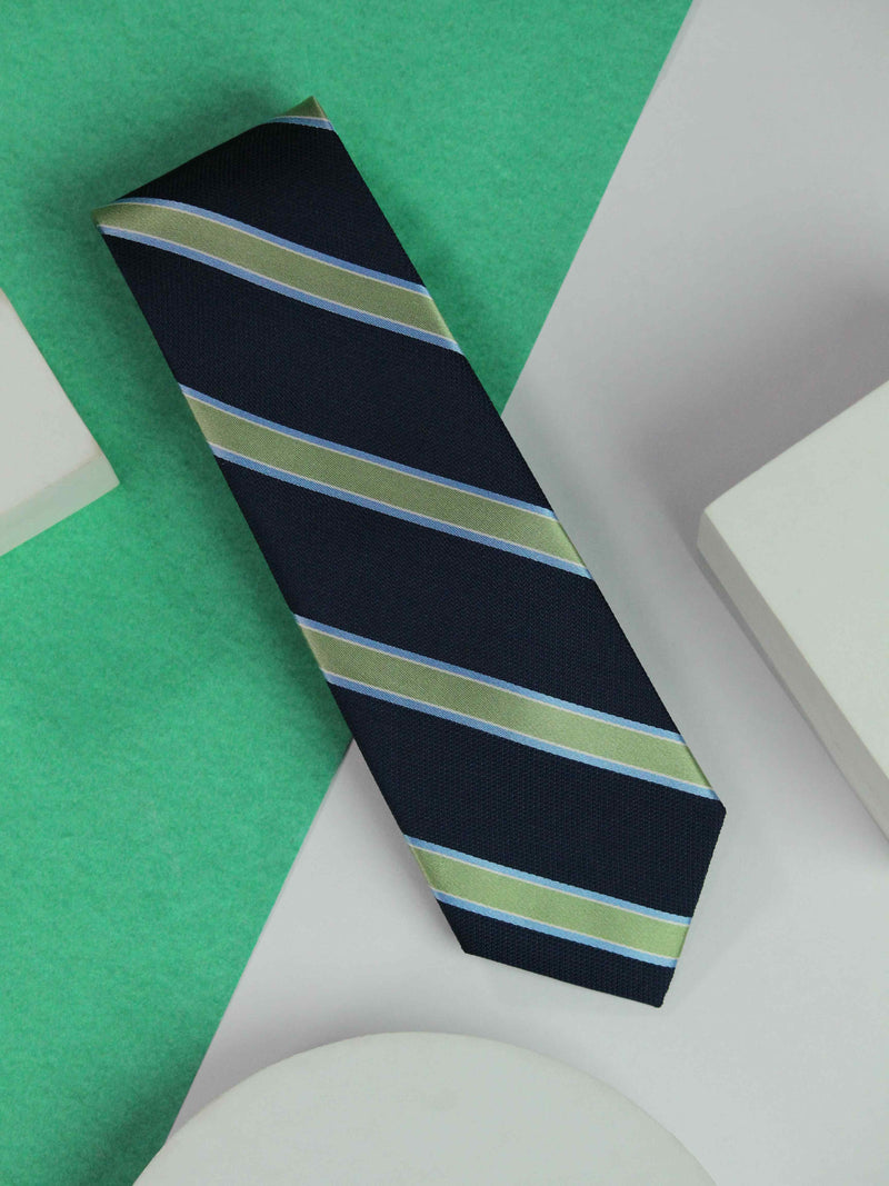 Navy Blue Stripe Handmade Silk Necktie