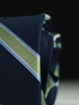 Navy Blue Stripe Handmade Silk Necktie