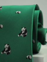 Green Panda Handmade Silk Necktie