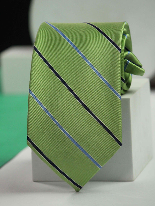 Green Stripe Handmade Silk Necktie