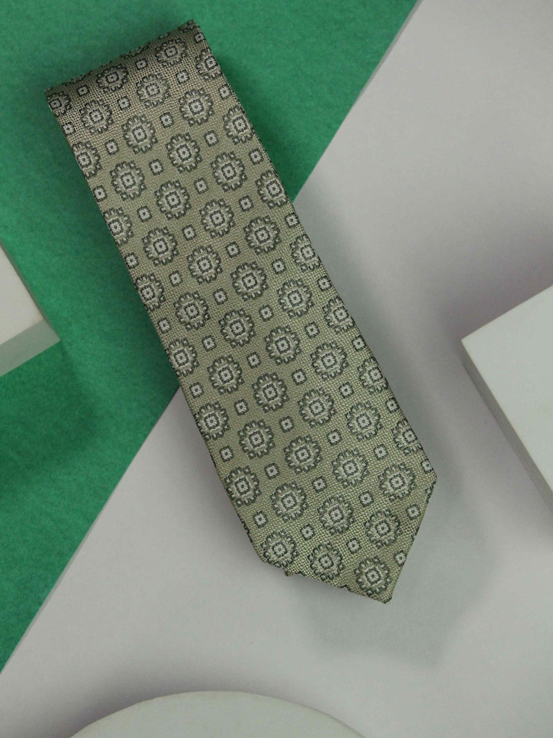 Green Geometric Handmade Silk Necktie