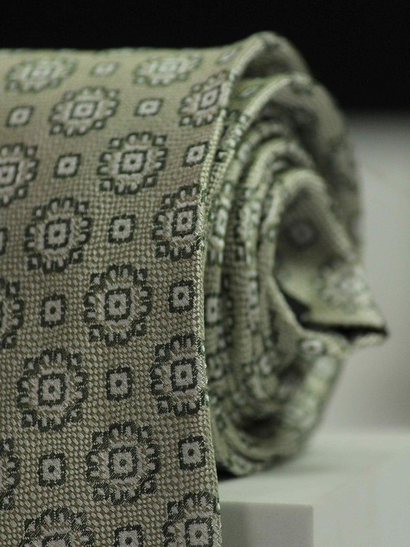 Green Geometric Handmade Silk Necktie