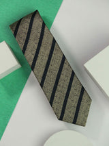 Beige Stripe Handmade Silk Necktie