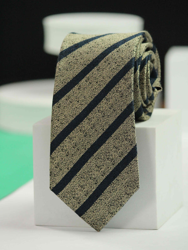 Beige Stripe Handmade Silk Necktie