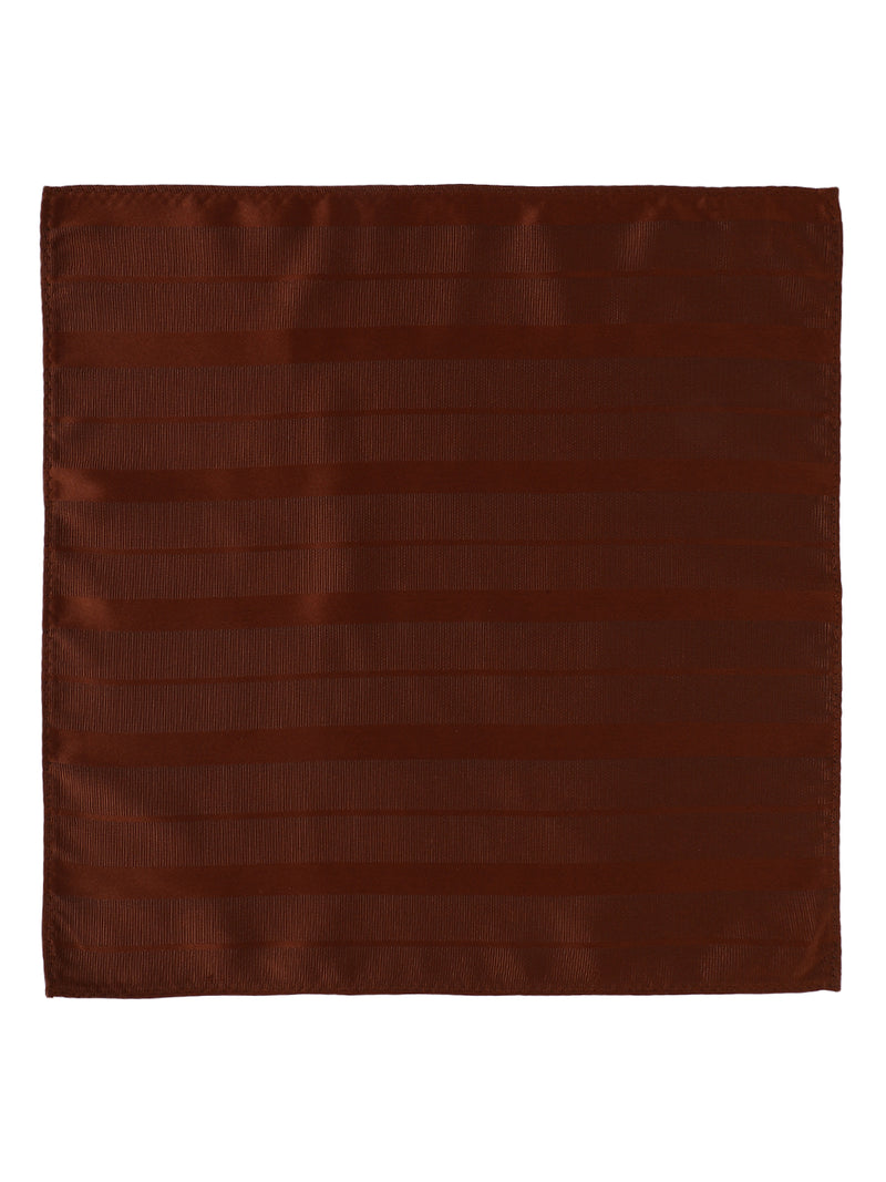 Brown Striped Necktie & Pocket Square Giftset