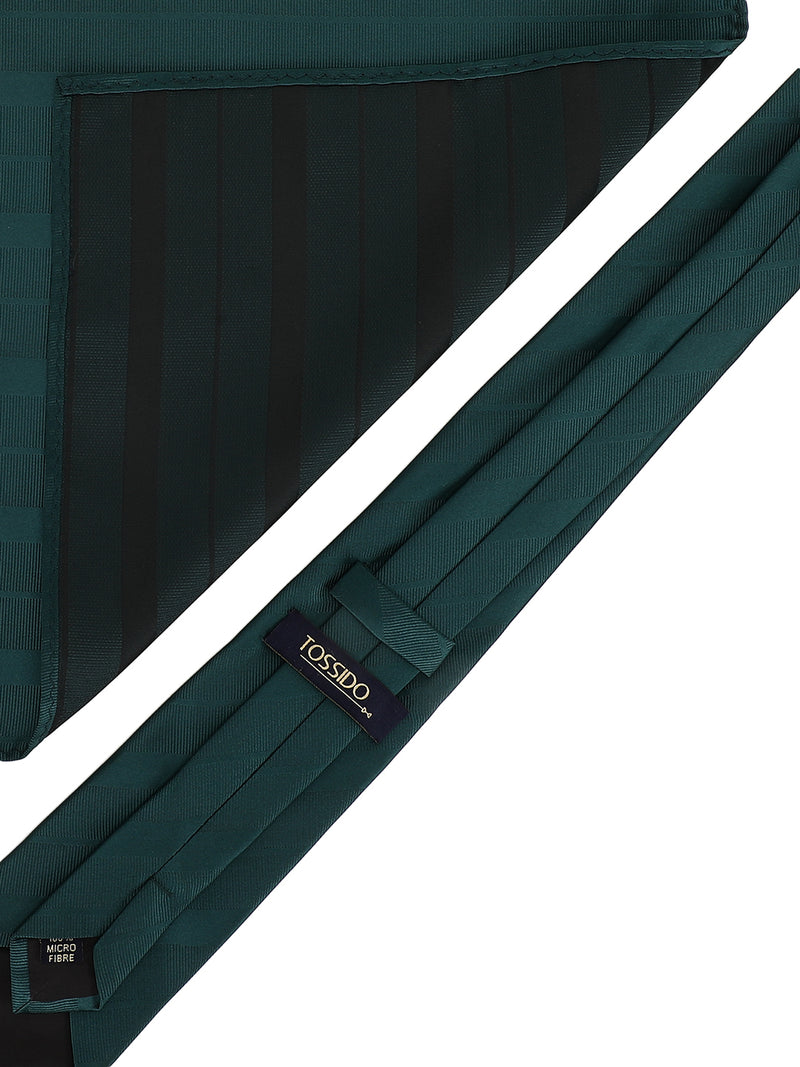 Green Striped Necktie & Pocket Square Giftset
