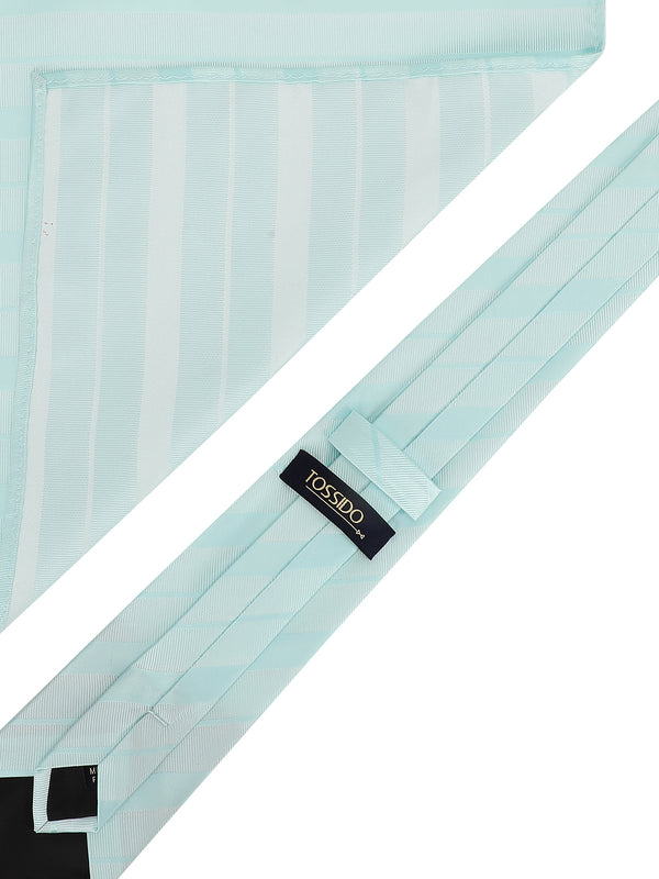 Turquoise Striped Necktie & Pocket Square Giftset