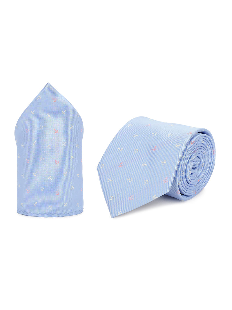 Blue Anchor Necktie & Pocket Square Giftset