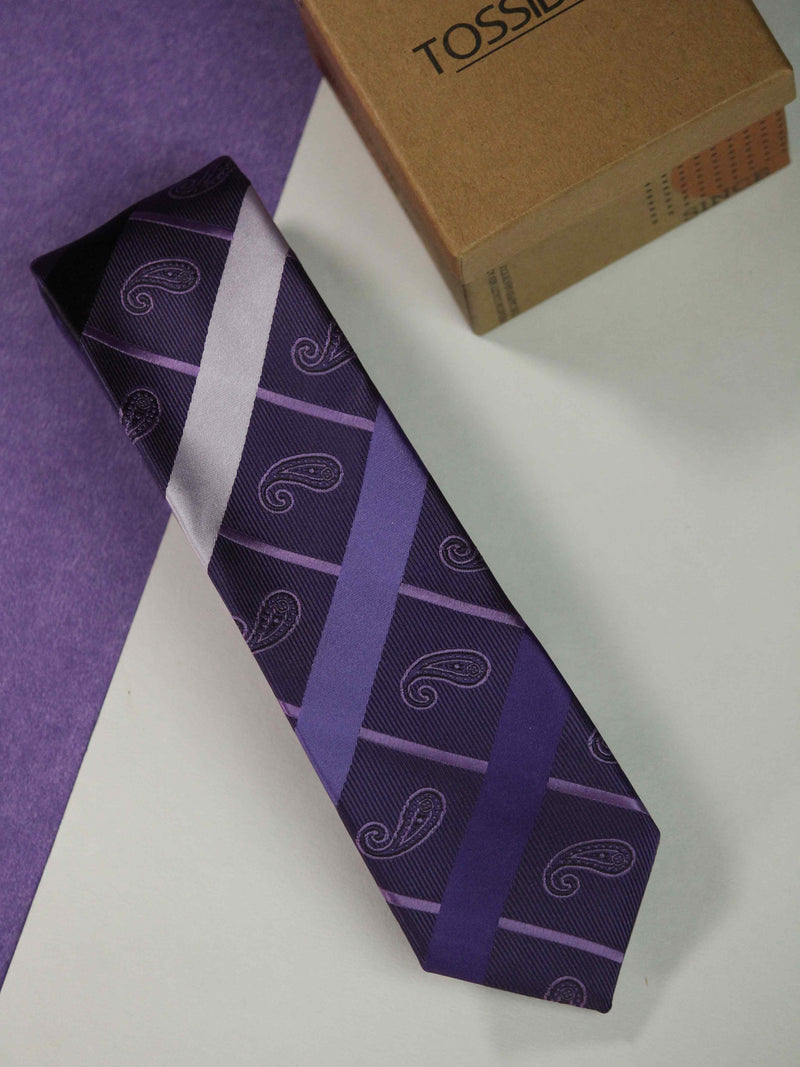 Purple Paisley Skinny Necktie