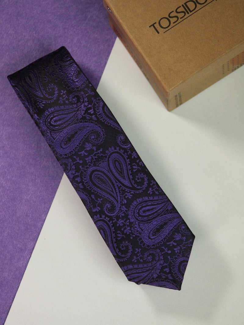 Purple Paisley Skinny Necktie