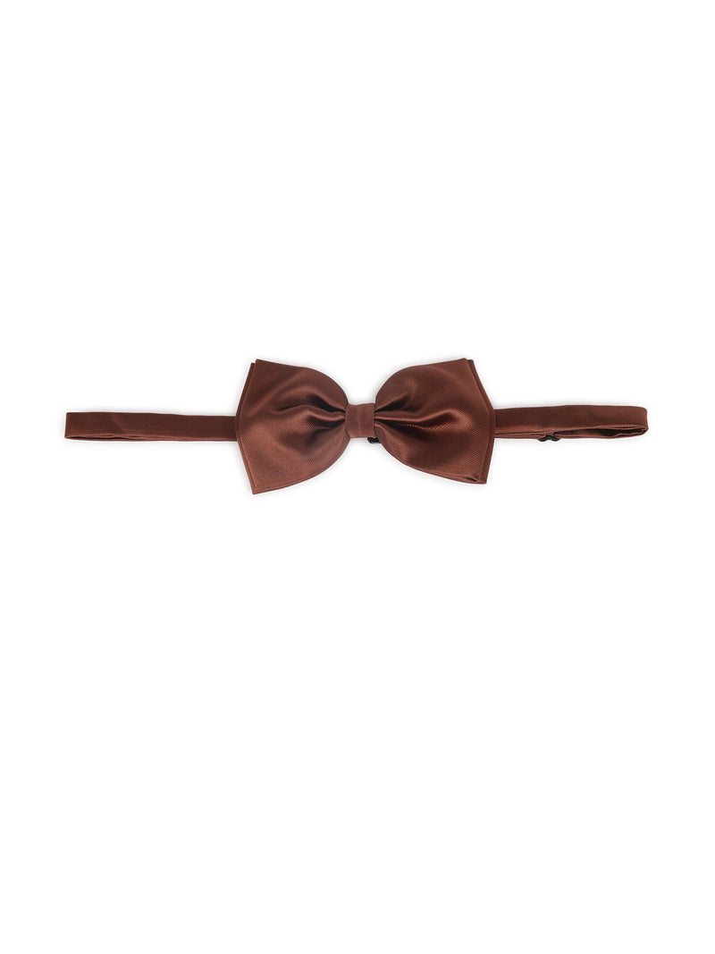 thumbnail interactive-video image 1 of Handmade 100% Cotton Matte Brown Solid Bow Tie – Classic Men's Wedding Party Bowtie 1 of 5