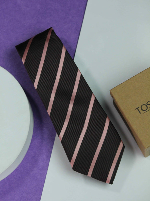 Brown Stripe Woven Necktie