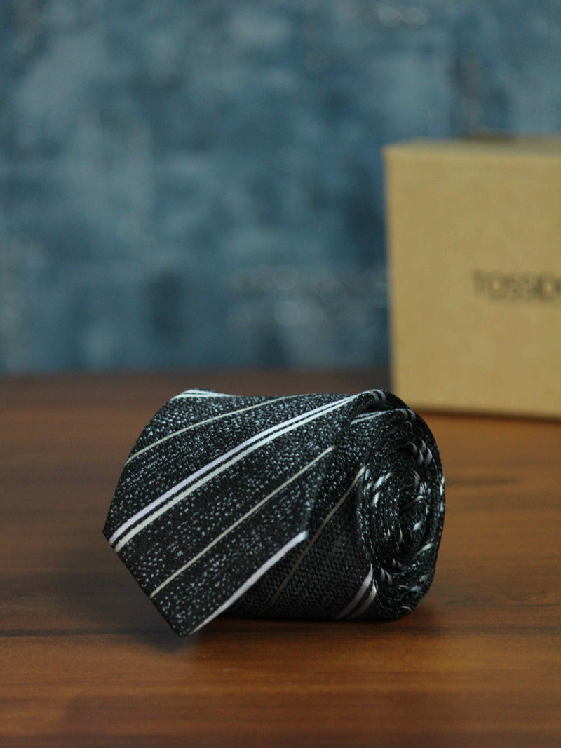 Black Stripe Woven Necktie
