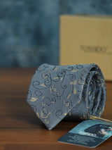 Grey Floral Woven Necktie