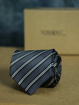 Grey Stripe Woven Necktie