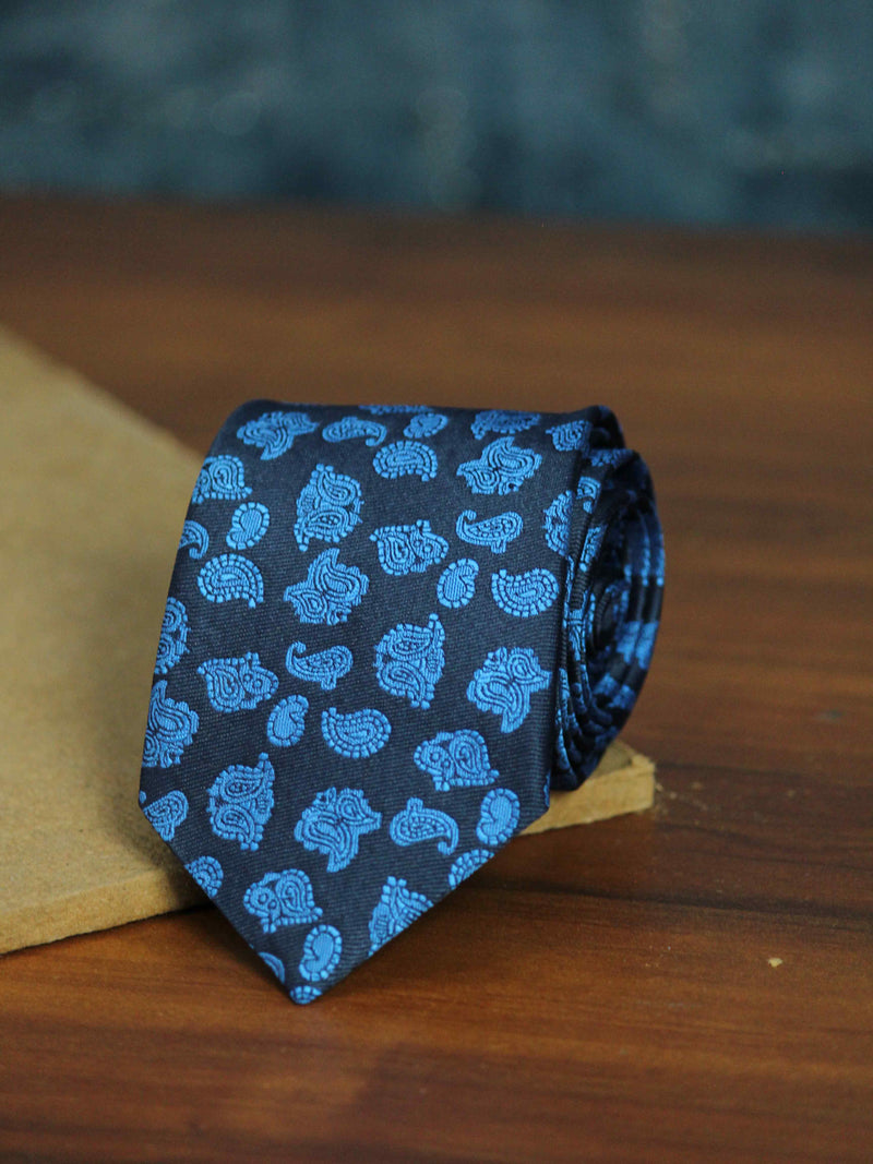 Blue Paisley Woven Necktie