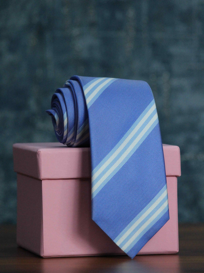 Blue Striped Woven Necktie