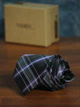 Purple & Black Check Woven Necktie