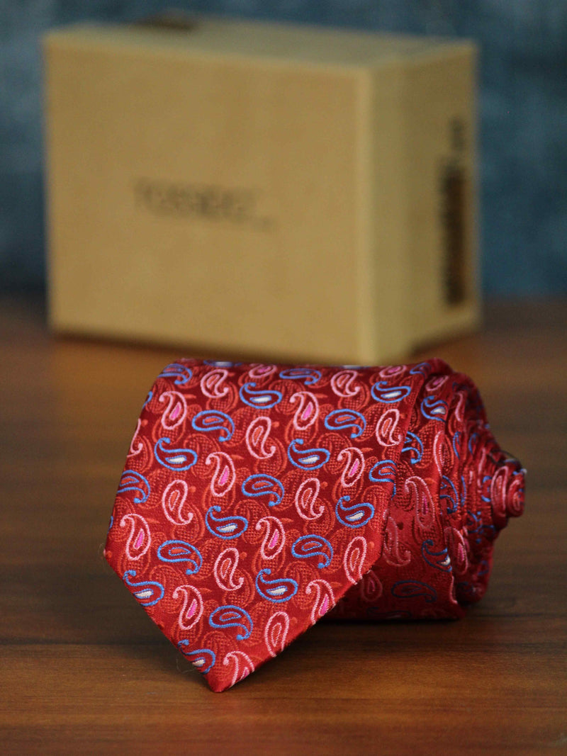 Red Paisley Woven Necktie