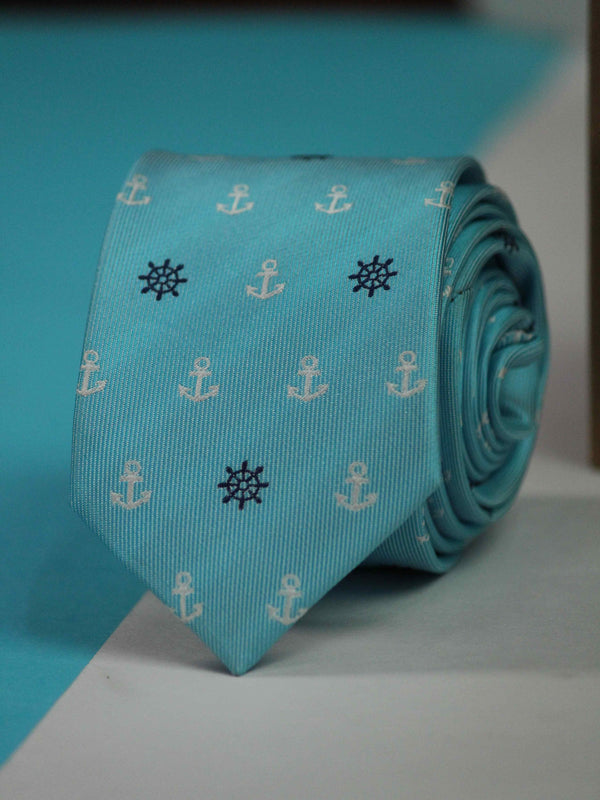 Blue Anchor Skinny Necktie