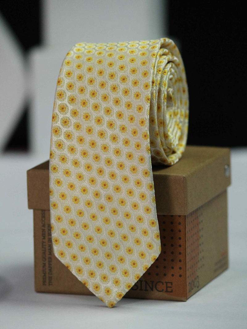 Yellow Floral Skinny Necktie