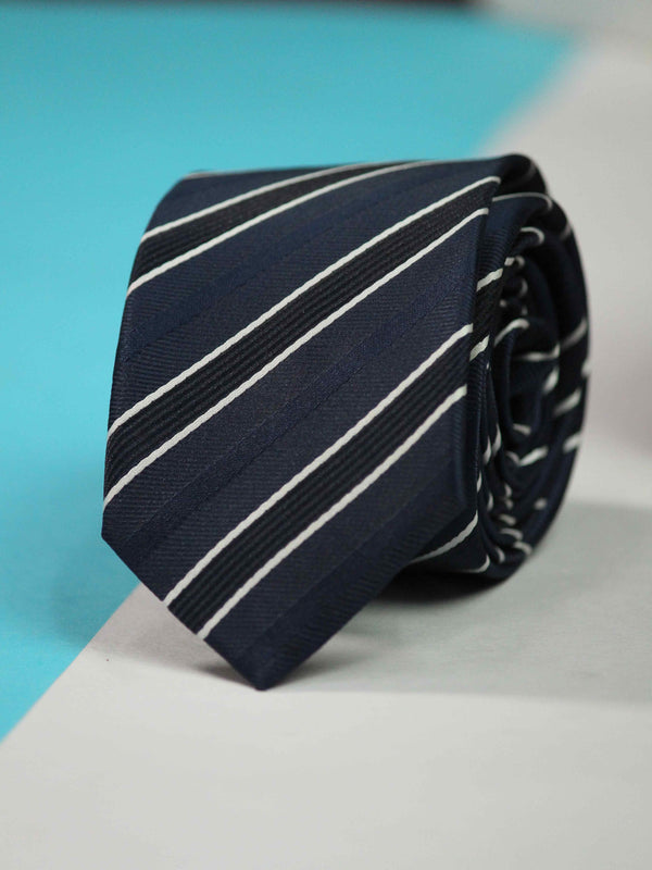 Navy Blue Stripe Skinny Necktie