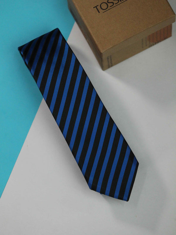 Black & Blue Stripe Skinny Necktie