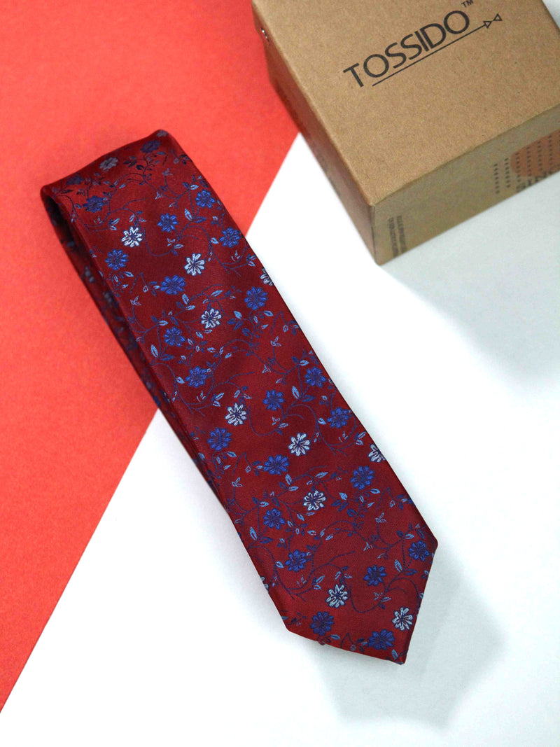 Red Floral Skinny Necktie