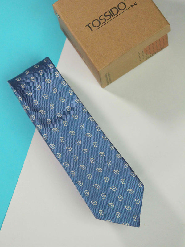 Blue Paisley Skinny Necktie