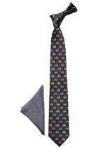 Black Printed Necktie & Pocket Square Giftset