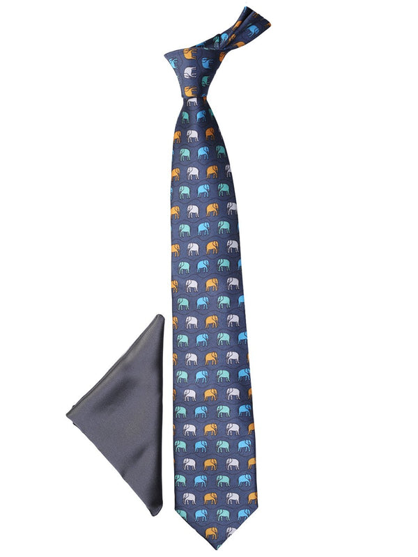 Grey Printed Necktie & Pocket Square Giftset