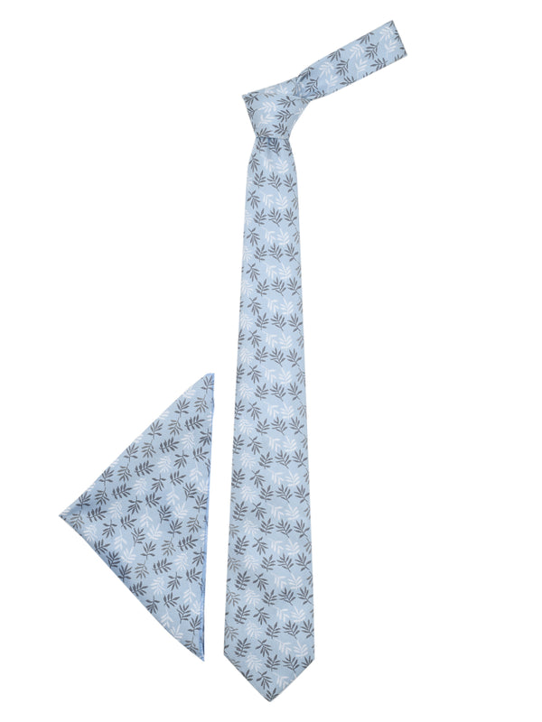 Light Blue Floral Necktie & Pocket Square