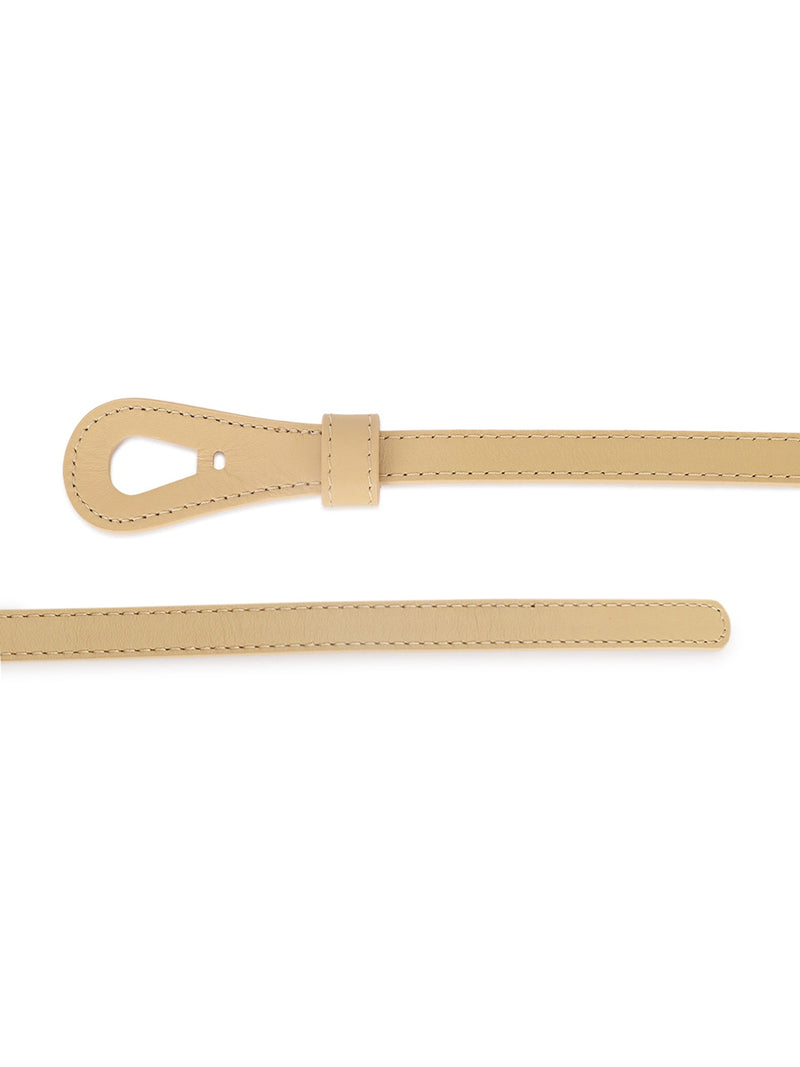 Beige Slim Vegan Leather Women's Belt - TOSSIDO