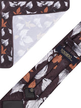 Black Base Printed Necktie & Pocket Square Set - TOSSIDO