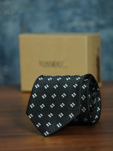 Black Geometric Woven Necktie - TOSSIDO
