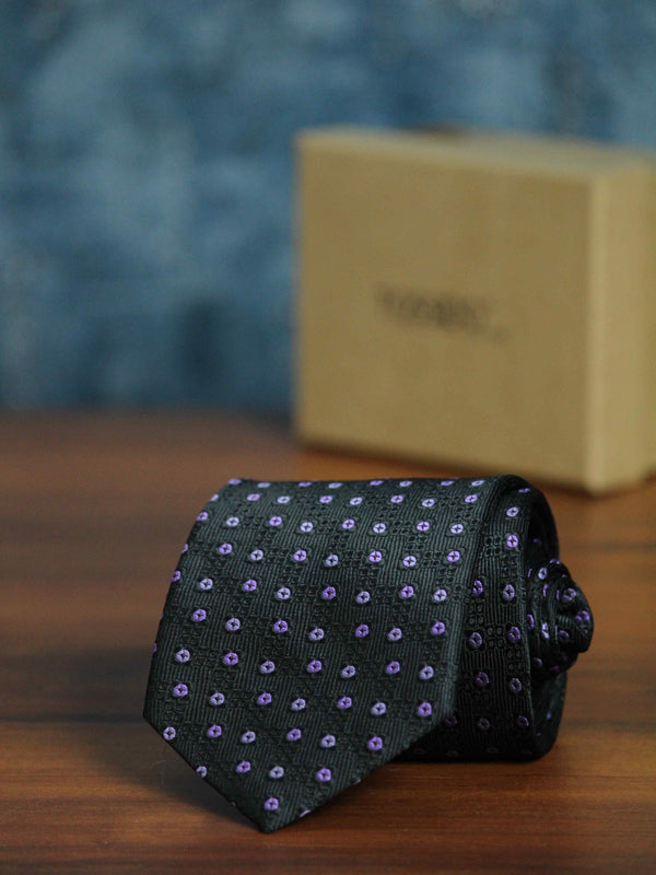 Black Geometric Woven Necktie - TOSSIDO