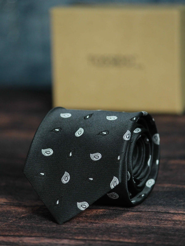 Black Paisley Woven Necktie - TOSSIDO